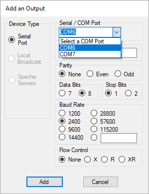 Output to a Serial Port