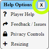 Close Help Options