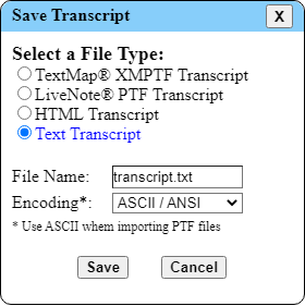 Save Transcript